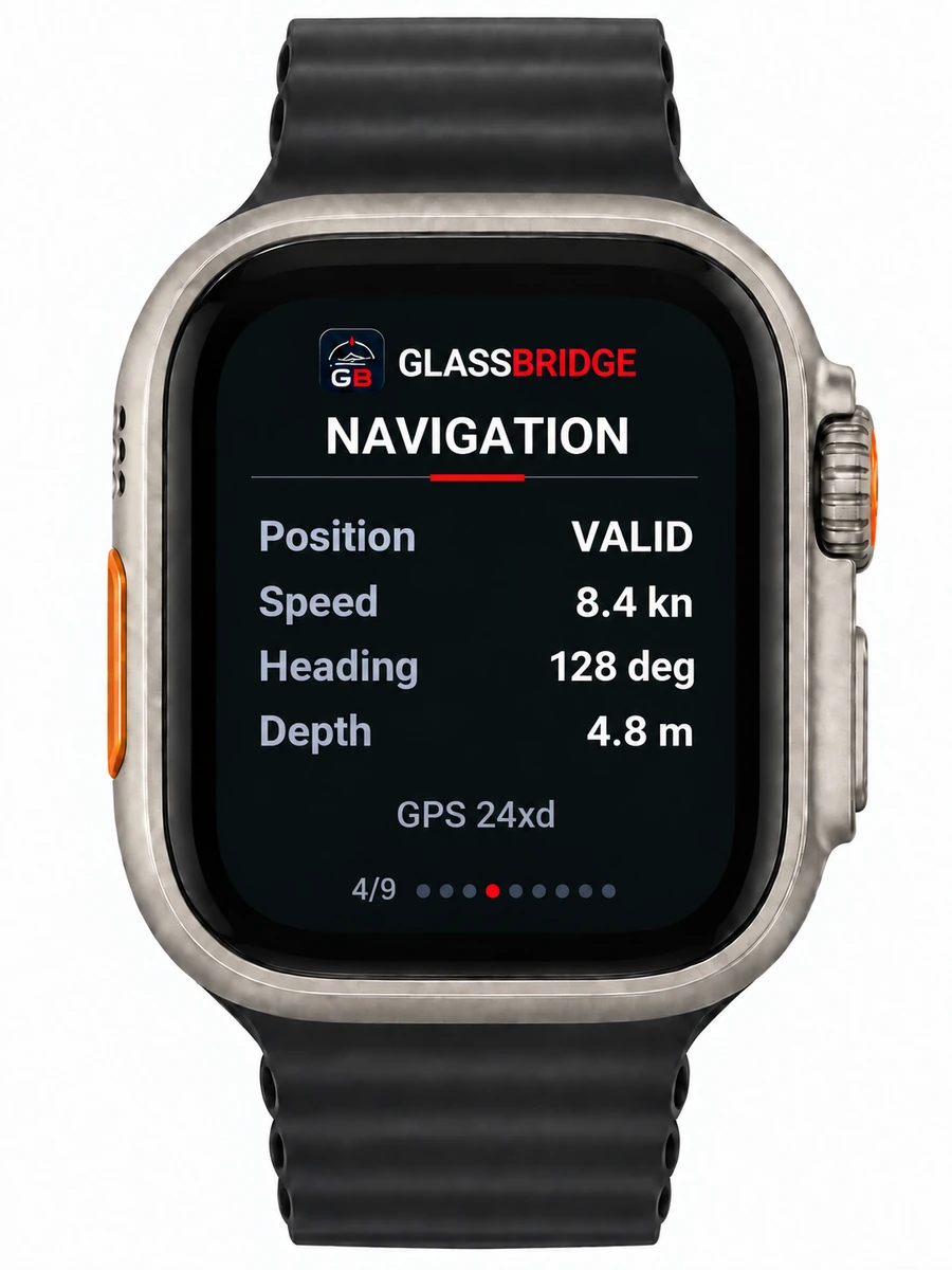 GlassBridge Navigation screen on Apple Watch Ultra