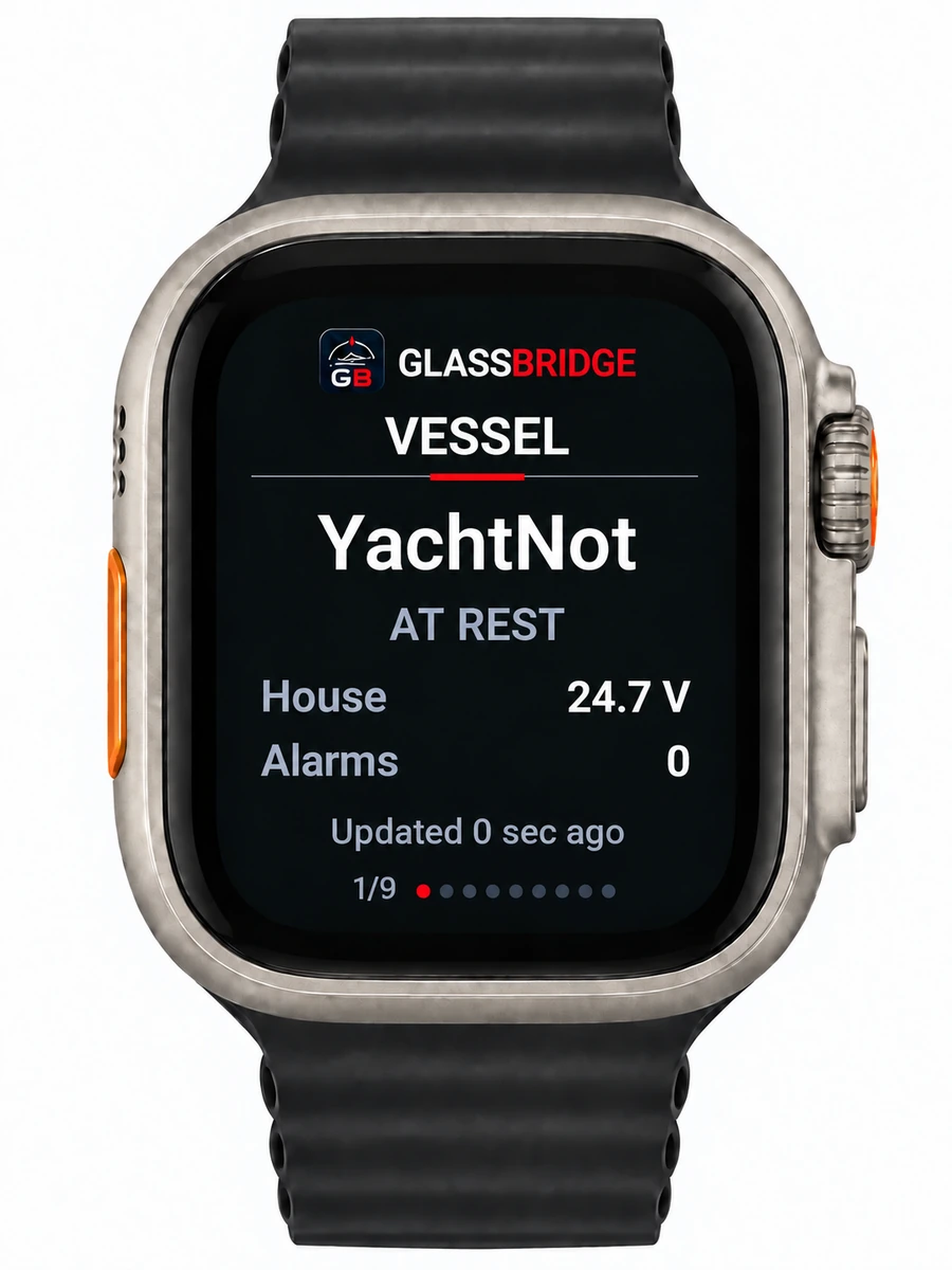 GlassBridge Vessel screen on Apple Watch Ultra